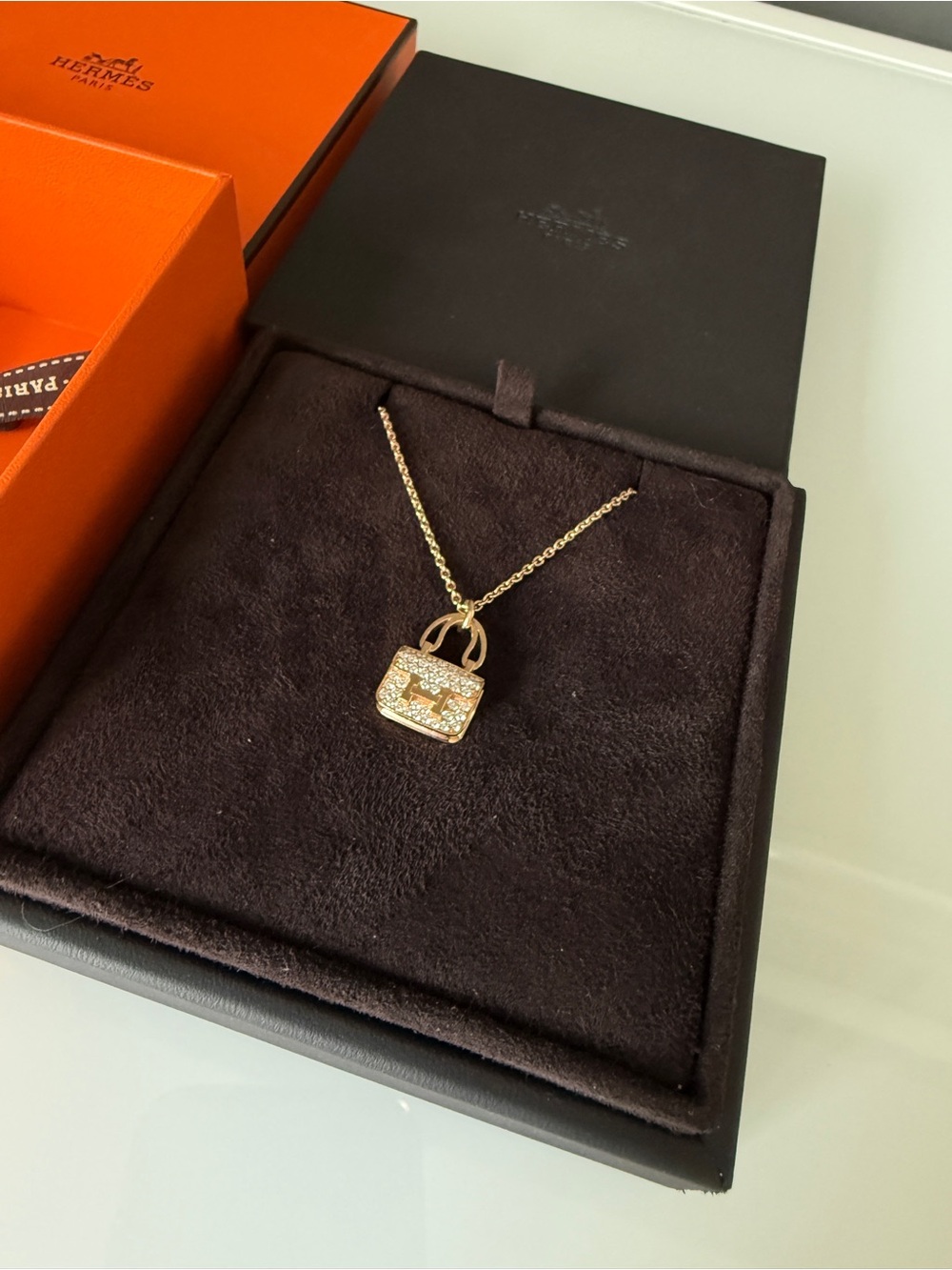 Hermes Amulettes Constance Diamond Rose Gold Necklace - Picture 3 of 7